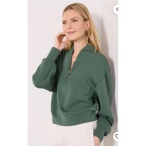 Varley Women’s M DoubleSoft Davidson Sweatshirt 1/4 Zip Pullover Cilantro Green